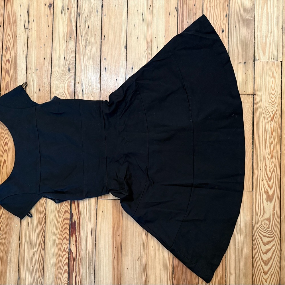 Banana Republic Black Pleated Mini Dress Scoop Neck